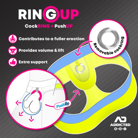 Addicted Jockstrap PUSH UP z C-Ringiem neonowy